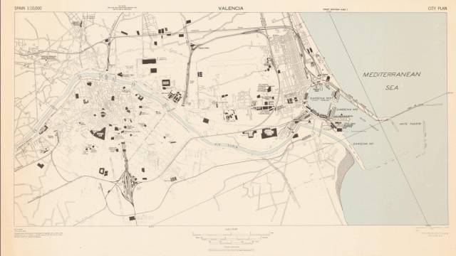 Mapa de Valencia realizado por los británicos en 1942 y conservado en la Universidad de Princeton. 
