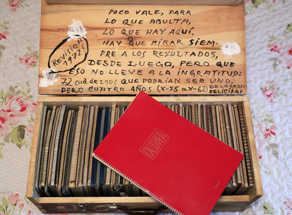 Caja con cuadernos de apuntes sobre gramática de los años 1958 a 1962. rn