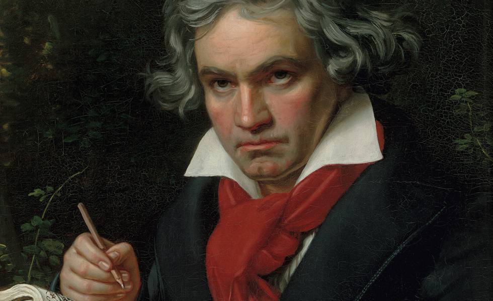Retrato de Beethoven con el manuscrito de la 'Missa solemnis' (1820), de Joseph Karl Stieler.