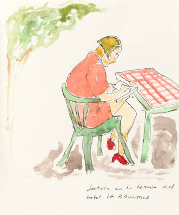 Julio Ramón Ribeyro también dibujaba Lectora en la terraza del hotel La Brunella.