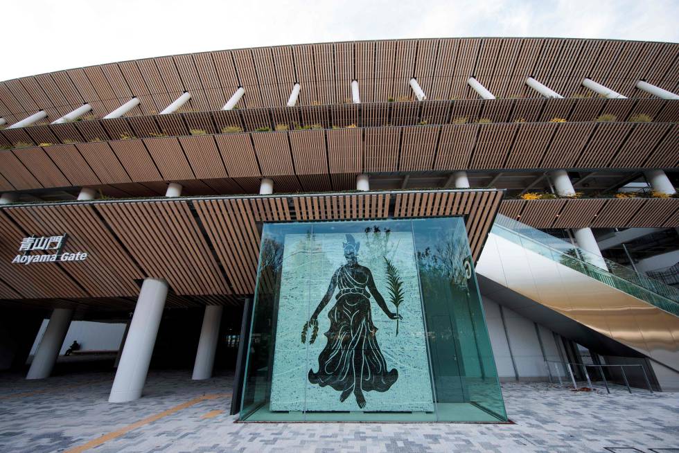 Mosaico griego trasladado del estadio olímpico de Tokio de 1964 al de 2020. 