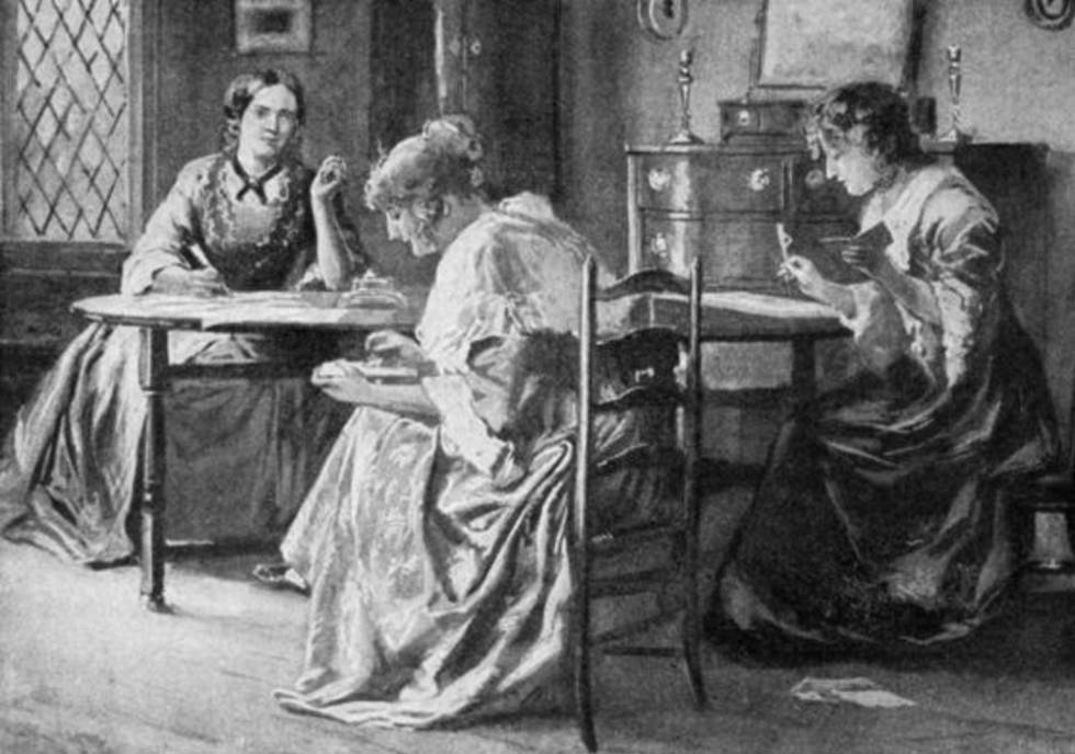 Recreación de Charlotte, Emily y Anne Brontë, en su casa de Haworth. 