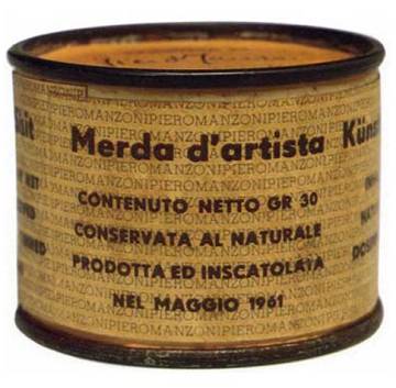 'Merda d'artista', from 1961, consisting of 90 cans filled with feces by the Italian artist Piero Manzoni.