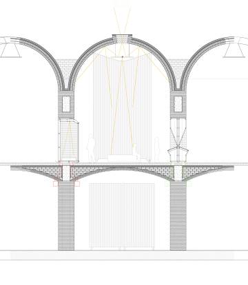 Detalle de las tipologías de vitrinas y expositores del proyecto de AV62 para el nuevo museo.