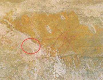 Parte de los daños a las pinturas rupestres en Minas Gerais, Brasil.
