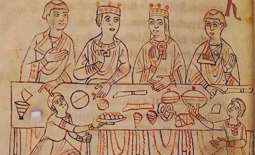 Matilde (second from right), at age 11, in his betrothal with Emperor Enrique V.