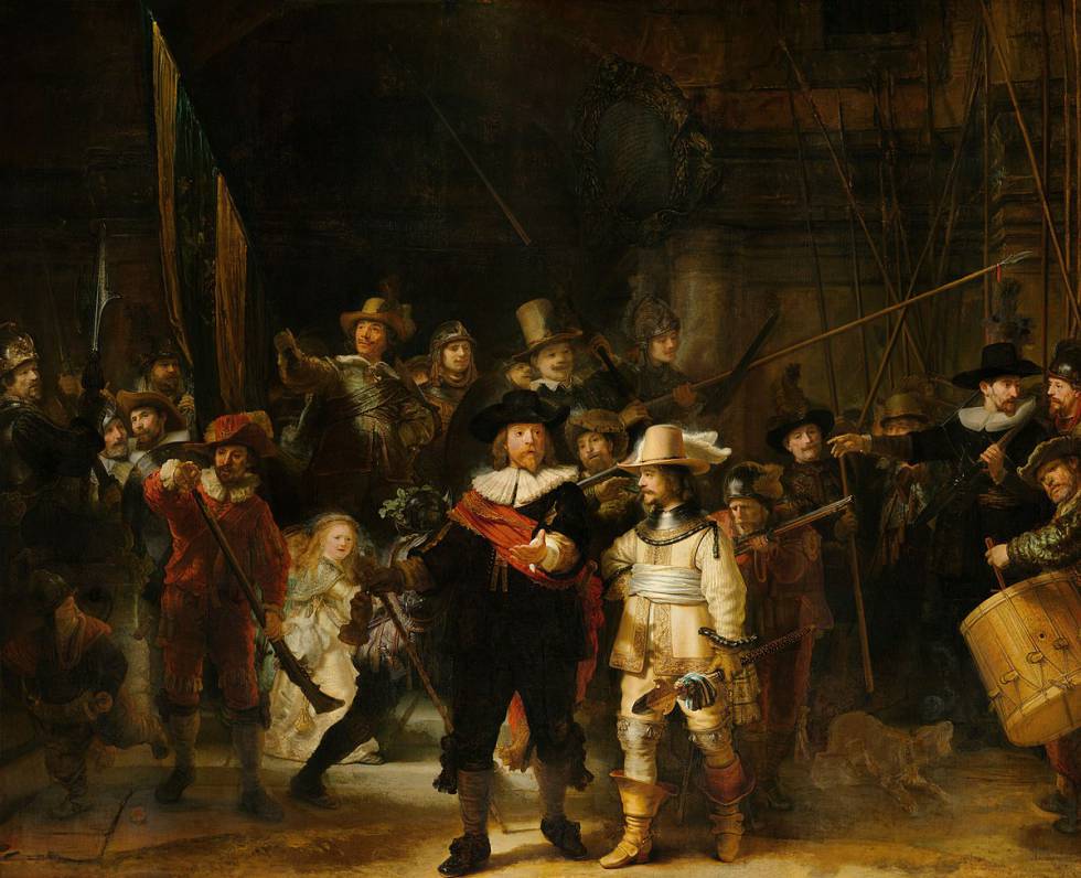 'La ronda de noche' (1642), de Rembrandt, conservada en el Rijksmuseum de Ámsterdam.