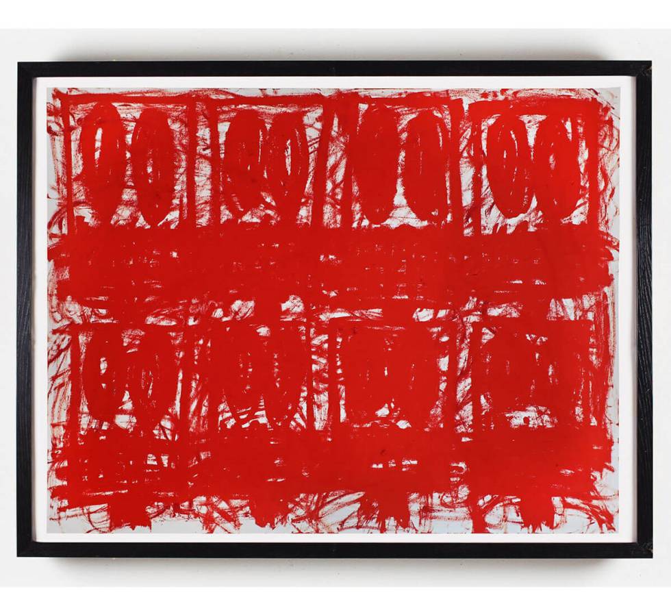 'Untitled (Anxious Red Drawing)' (2020), óleo de Rashid Johnson presentado en una exposición virtual de la galería.