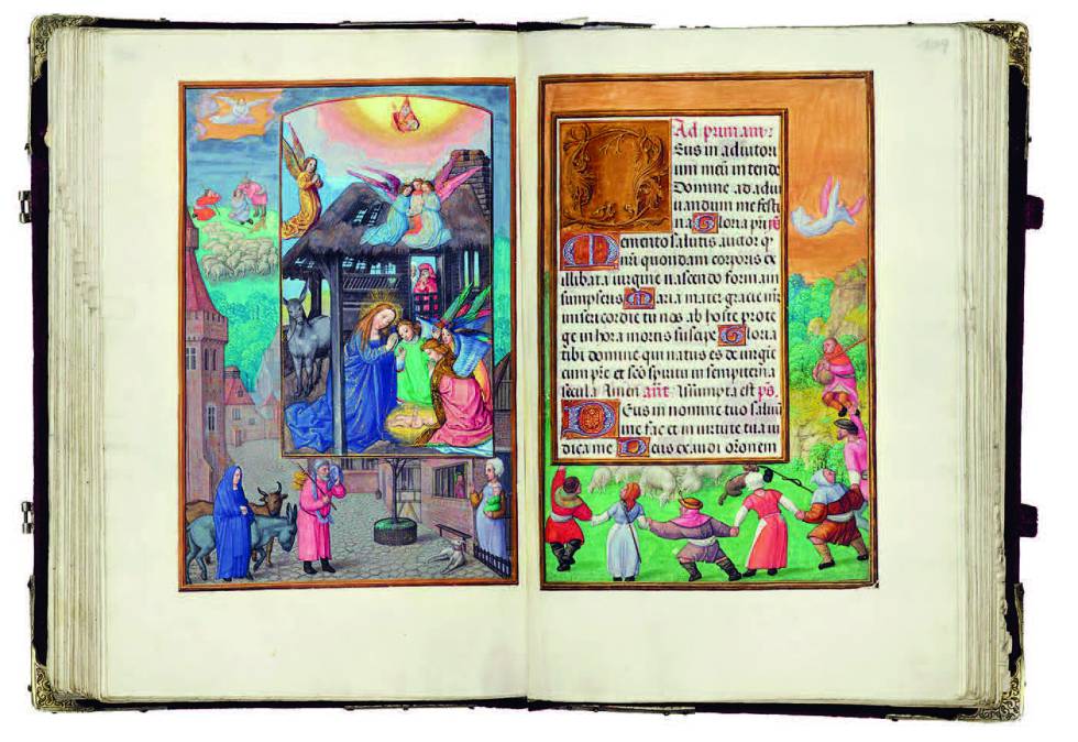 Páginas del libro de Horas de Spínola, referido en el volumen Grandes manuscritos medievales, de Christopher de Hamel.