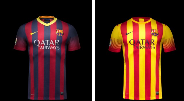 camiseta barcelona amarilla y roja