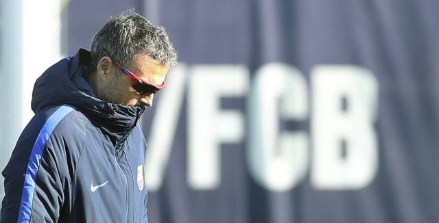 Luis Enrique, en el entrenamiento del Barcelona.