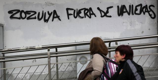 Graffiti protesting against Roman Zozulya.