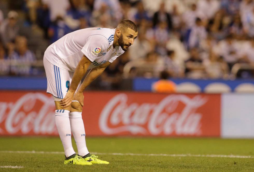 Karim Benzema, en el partido de Liga contra el Deportivo de La Coruña.