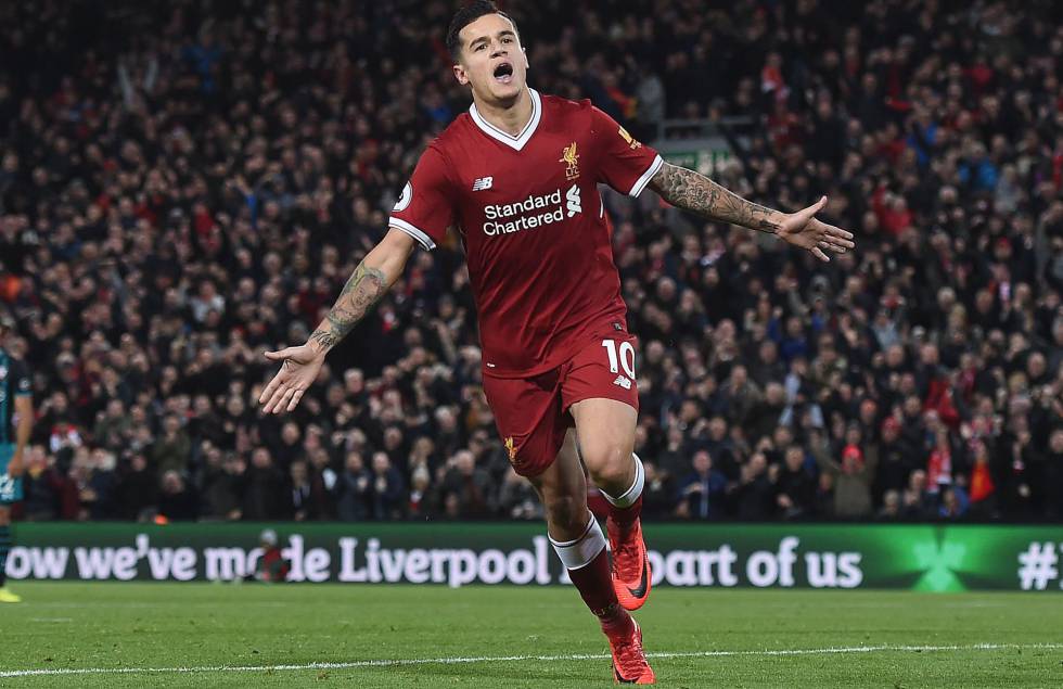 Philippe Coutinho, en un partido con el Liverpool.