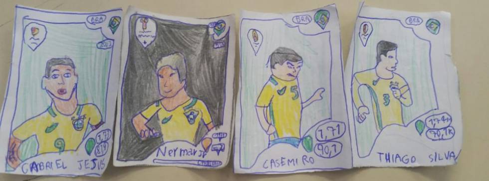 Los 'cromos' de Gabriel Jesús, Neymar, Casemiro y Thiago Silva.