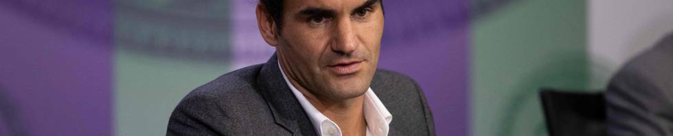 Federer, durante su comparecencia ante los periodistas del domingo.