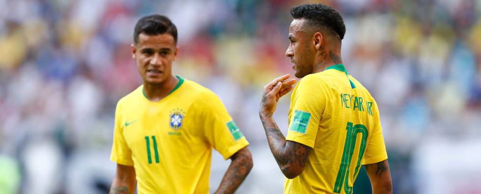 Neymar y Coutinho, en el duelo contra Mexico.