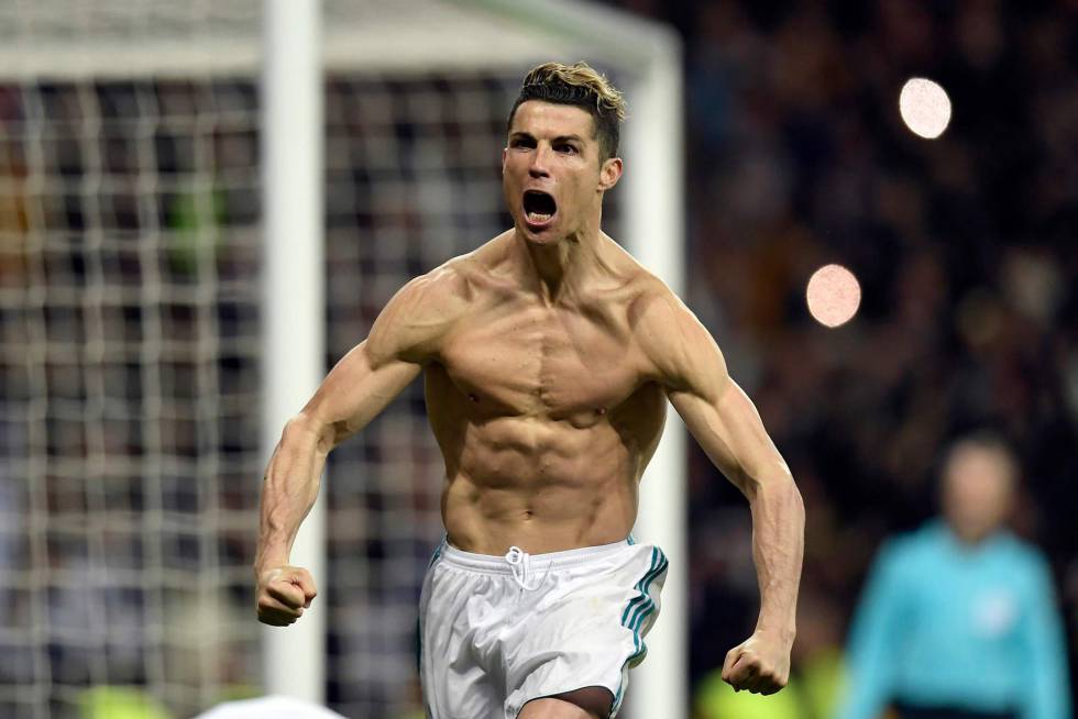 Cristiano celebra el gol de penalti a la Juve en la vuelta de los cuartos de Champions en el BernabÃ©u. 