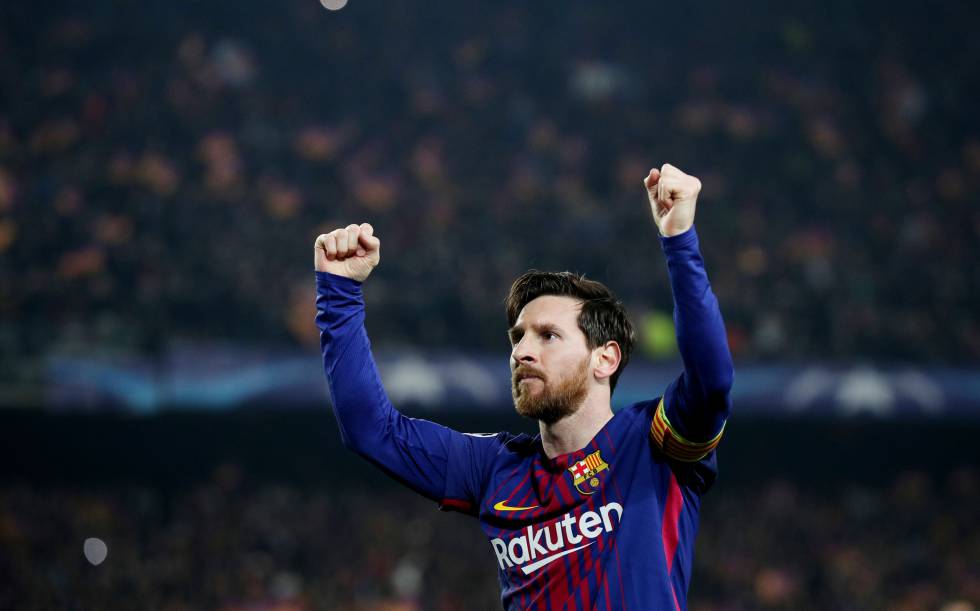 Messi celebra un gol ante el Chelsea en el Camp Nou.