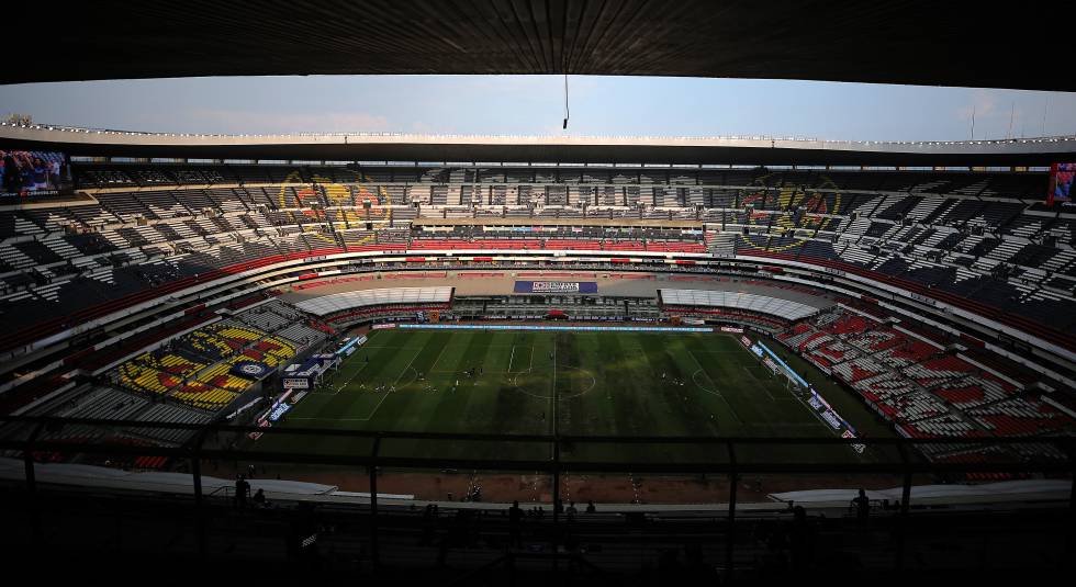 Una imagen panorámica del estadio Azteca.