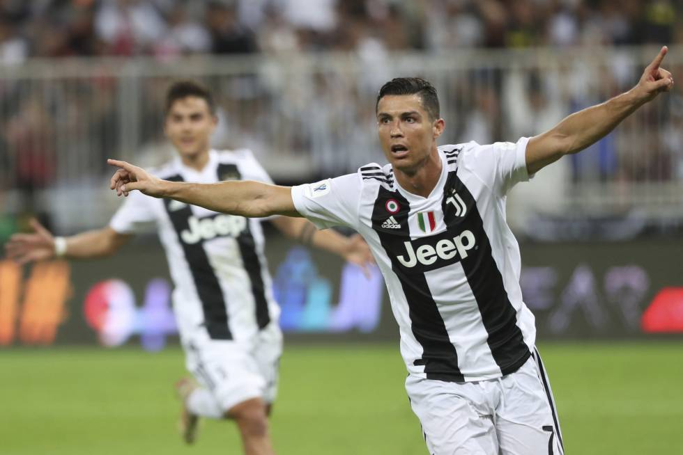 Cristiano Ronaldo celebra el gol de la victoria para la Juventus.