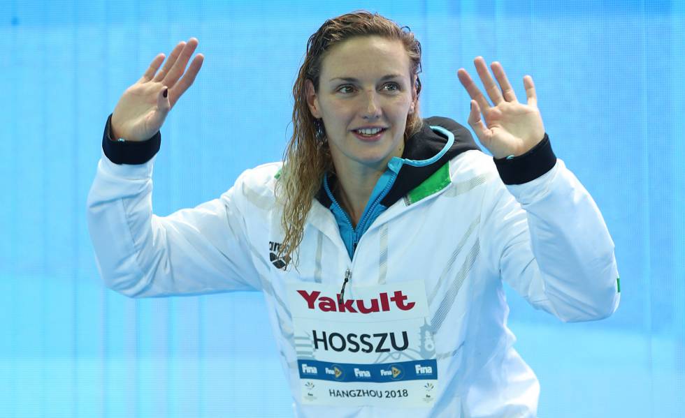 Katinka Hosszú, en el podio de los 200m mariposa en el Mundial del pasado diciembre.