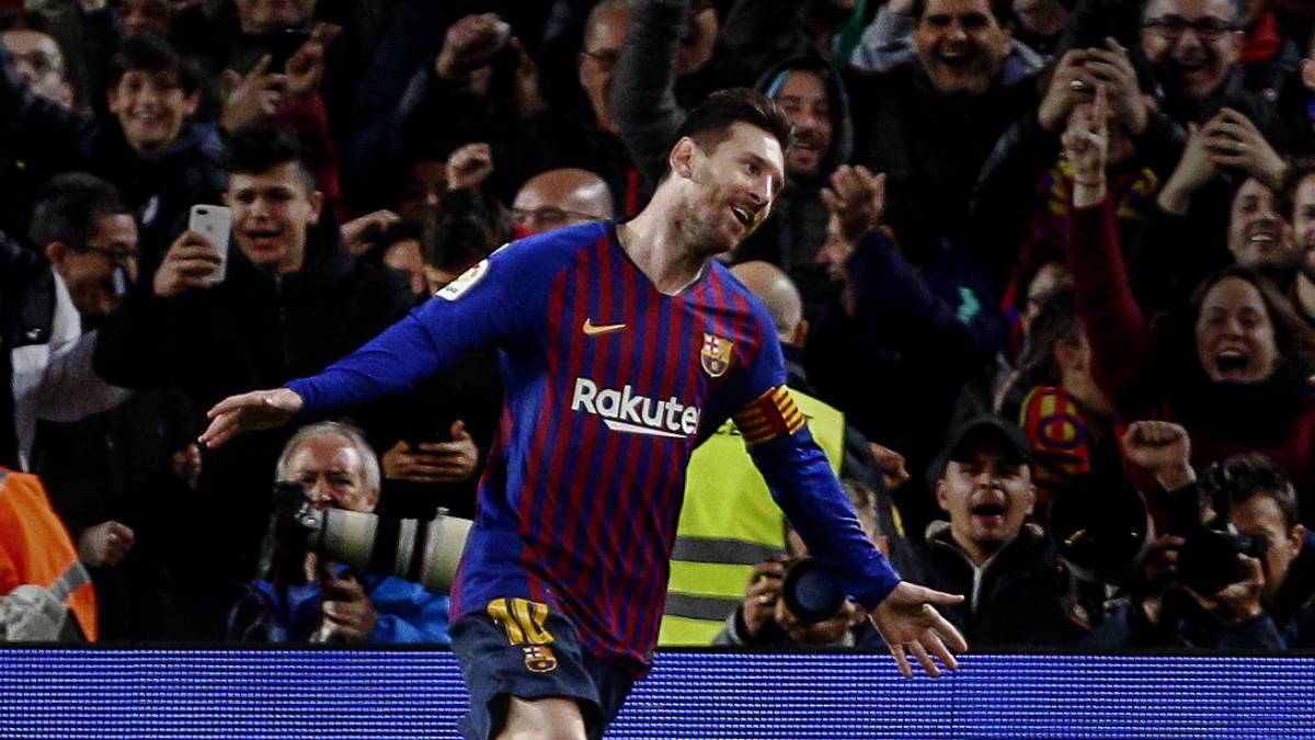 Messi celebra el gol ante el Atlético de Madrid. 