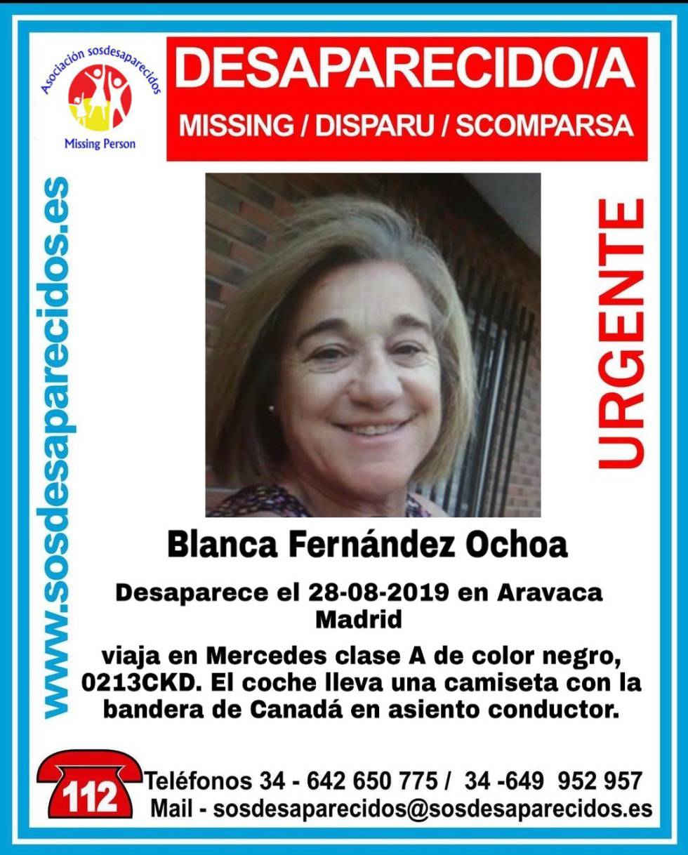 Imagen del cartel en el que se denuncia la desaparición de la esquiadora Blanca Fernández Ochoa.