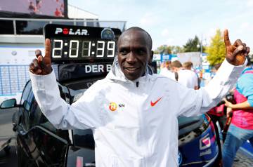 Kipchoge, in Berlin in 2018 after his world record.