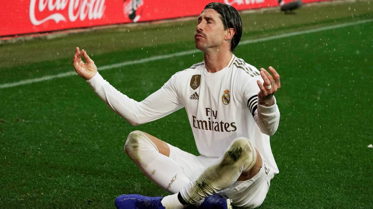 Sergio Ramos, celebrando el 0-1.