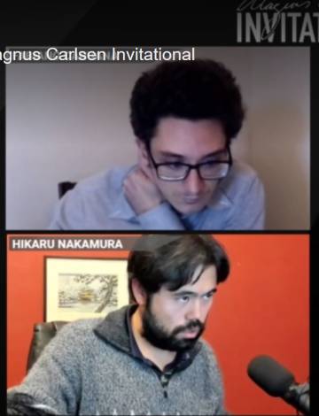 Un momento de la primera semifinal, Caruana (arriba)-Nakamura