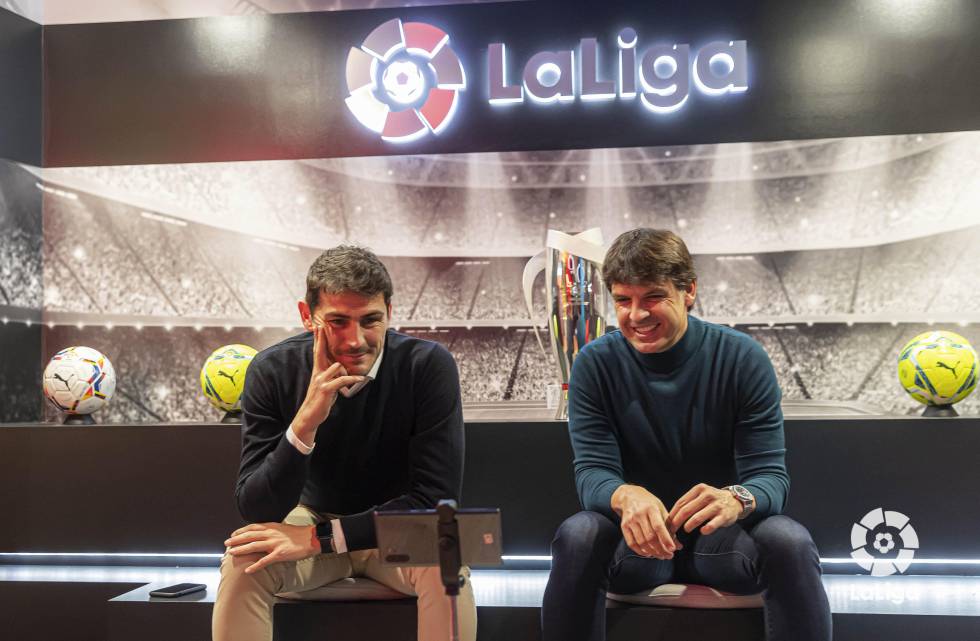 Casillas y Morientes, en una retransmisión por 'streaming' con Ibai Llanos antes de ElClásico del pásado sábado.