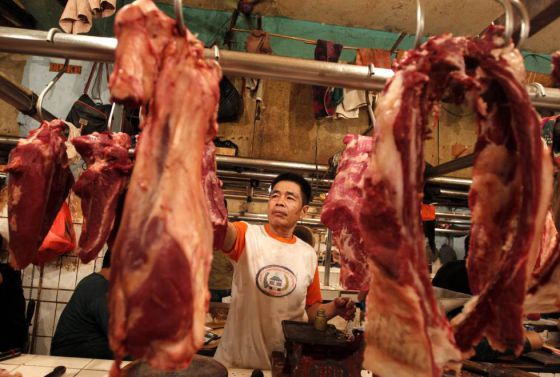 Una carnicerÃ­a china con carne importada de Brasil.