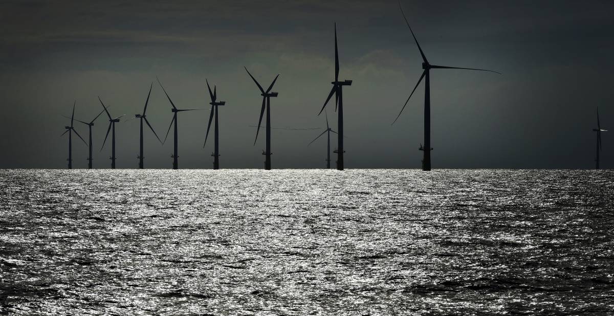 Parque eólico al norte de Heligoland.