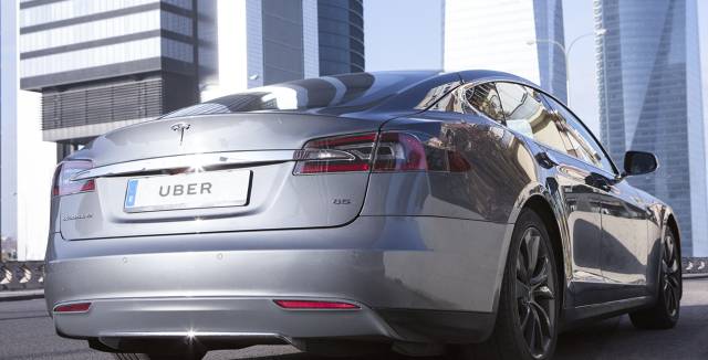 A Tesla Model S, to be used by UberONE.