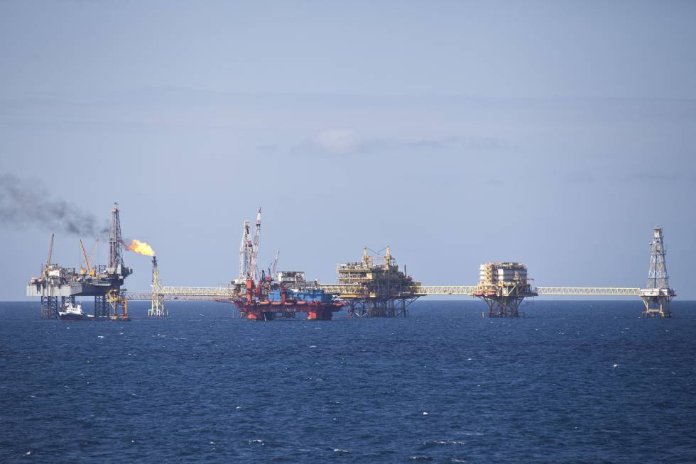 Una plataforma petrolera en el golfo de México. 
