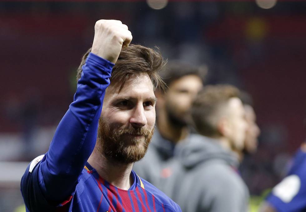 Messi celebra la victoria del Barcelona en la Copa del Rey, el pasado sábado.