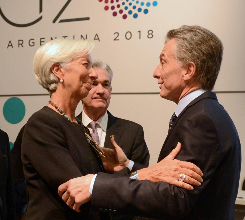 Lagarde y Macri en la cumbre de ministros de Finanzas del G-20 en Buenos Aires.