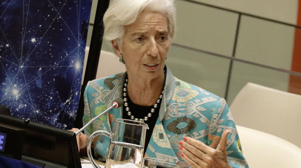 Christine Lagarde, directora gerente del FMI, en su invertención de la semana pasada en la sede de la ONU en Nueva York. 