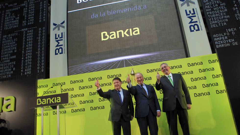 Desde la izquieda, José Luis OIlivas, Rodrigo Rato, y Francisco Verdú.