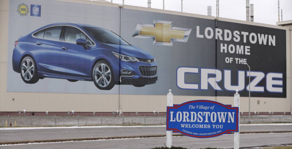 Cartel en la planta de General Motors de Lordstown, en el Estado estadounidense de Ohio. 