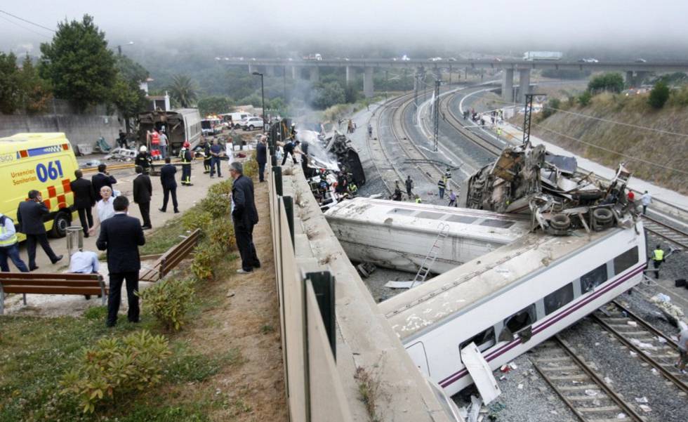 Imagen del accidente de un tren Alvia en Angrois ocurrido el 24 de julio de 2013.