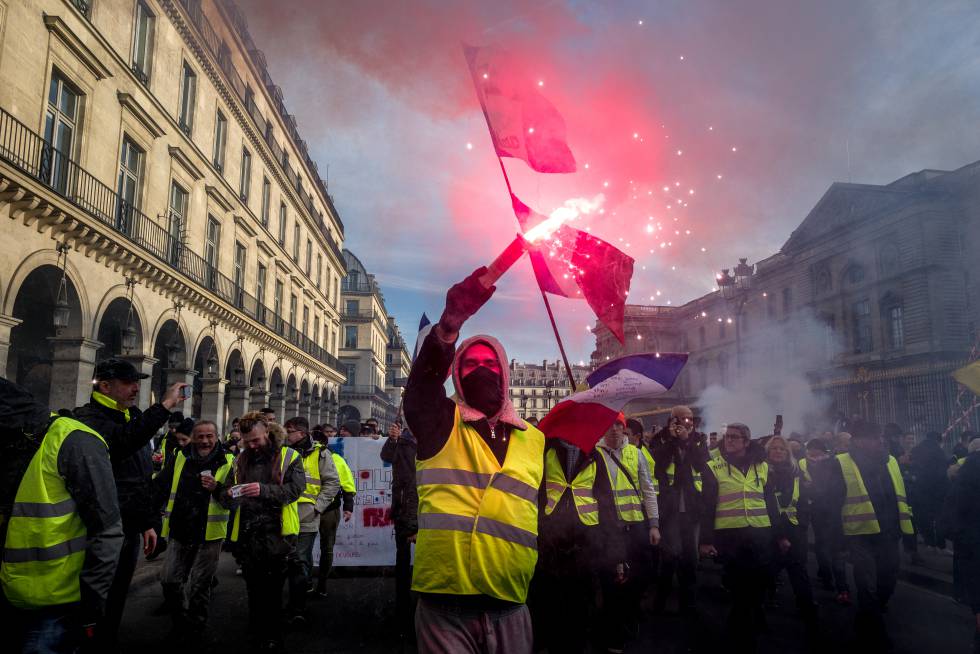 Protestas de los chalecos amarillos en ParÃ­s el pasado 5 de febrero.Â 