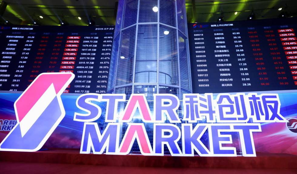 TelÃ£o eletrÃ´nico do STAR Market, nesta segunda-feira.