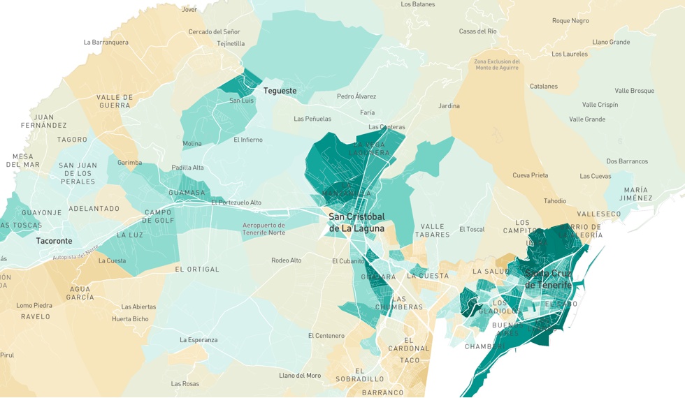 The map of the income of the Spaniards, street by street