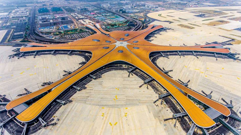Vista aérea del aeropuerto de Pekín-Daxing.