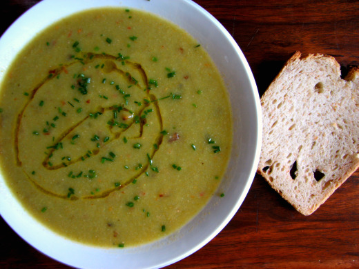 Crema fría de judías verdes y pesto rojo