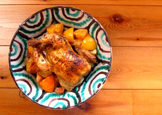 Picantones con limón y mandarinas