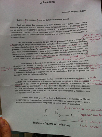 Aguirre envió cartas con errores de ortografía a 
