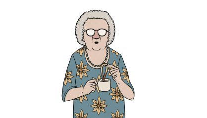 One of David Sánchez's illustrations for 'Con dos huevos.'